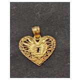 10K Gold Heart Pendant  1.5g