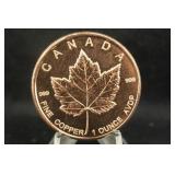 .999 1oz Pure Copper Round