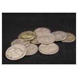 Lot of 10 90% Silver Pre-64 Mercury Dimes