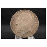 1871 Belgium 5 Francs silver coin