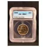 1963 MS67 Washington Silver Quarter Certified