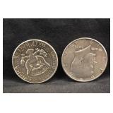 Lot of 2 1964 90% Silver Kennedy Half Dollars
