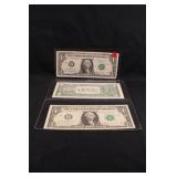 Lot of 3 $1 U.S. Star Notes