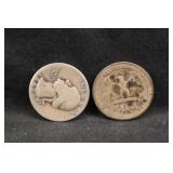 Lot of 2 Early 90% Silver Quarters