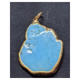 Lovely Free Form Smooth Turquoise Nugget Pendant