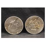 Lot of 2 1964 90% Silver Kennedy Half Dollars