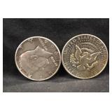 Lot of 2 1964 90% Silver Kennedy Half Dollars