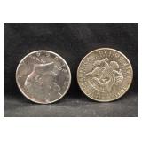 Lot of 2 1964 90% Silver Kennedy Half Dollars