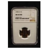 1955-S MS66 Red Lincoln Wheat Cent