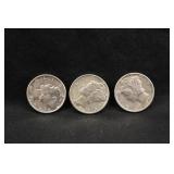 Lot of 3 Mixed Date Mercury Silver Dimes