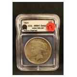 1921 High Relief Peace Silver Dollar