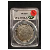 1887 Rainbow Toned Certified Morgan Silver Dollar