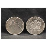 Lot of 2 1964 90% Silver Kennedy Half Dollars