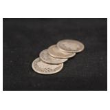 Lot of 4 Barber Silver Dimes