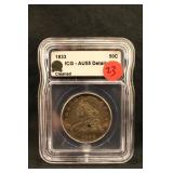 1833 AU55 Capped Bust Silver Half Dollar