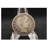 1910 Barber Silver Quarter