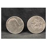Lot of 2 1964 90% Silver Kennedy Half Dollars