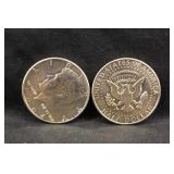 Lot of 2 1964 90% Silver Kennedy Half Dollars