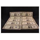 Lot of 13 $1 Silver Certificate Bank Notes