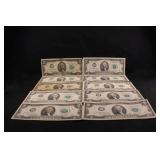 Lot of 10 1976 Bicentennial $2 Bank Notes