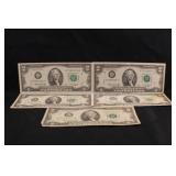 Lot of 5 1976 $2 Bank Notes