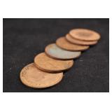 Lot of 6 Old English Pennies
