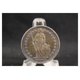 1911 Swiss Silver 2 Francs Coin