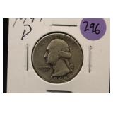 1947-D Washington Silver Quarter