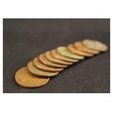 Lot of 10 Mixed Date Indian Head Cents
