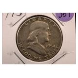 1954 Franklin Silver Half Dollar