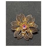 Vintage Portuguese Filigree Brooch Marked 835   B1