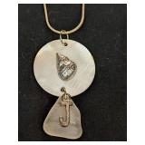 .925 Silver 24" Chain with Mother of Pearl & Se