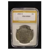 1922-S Certified U.S. Silver Peace Dollar