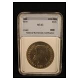 1888 Certified Brazil 2000 Reis Silver Coin