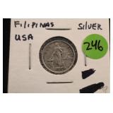 1944-D U.S Philippines Silver 10 Centavos Coin
