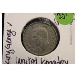 1947 United Kingdom King George V 1 Shilling Coin