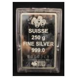 250gram .999 Silver Pamp Suisse Bar