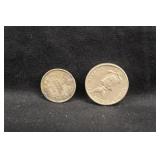 Lot of 2 5 Cent Coins 1912 Silver Canada 1944 Phil