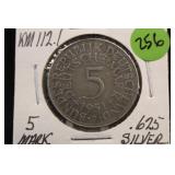 1951-J Germany Silver 5 Mark Coin