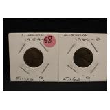 Lot of 2 Lincoln Cents with Filled 9