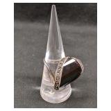 .925 Silver Ring With Black Stone and Marcasite