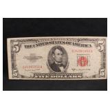 1953-B $5 Red Seal Bank Note