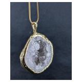 18KGF 28" Chain with GP Geode Pendant