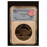 1982 Certified New Zealand Silver Dollar