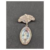 Vintage Catholic Devotional Pin Features a