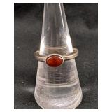 Sterling Silver Ring W/Red Stone  Sz 7