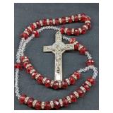 Faceted Deep Red Crystal Beads & Crystal