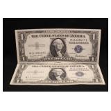 Lot of 2 1935-F $1 Silver Certificate Notes