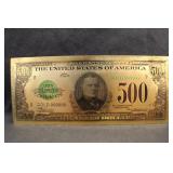 24kt Gold Plated $500 Fantasy Note