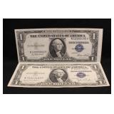 Lot of 2 1935 $1 Silver Certificates